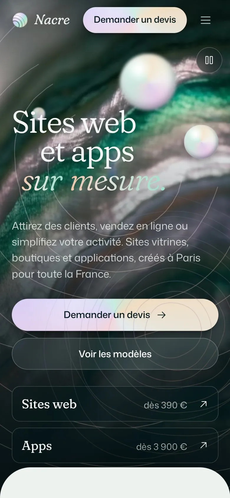 L'ouverture du site sur téléphone