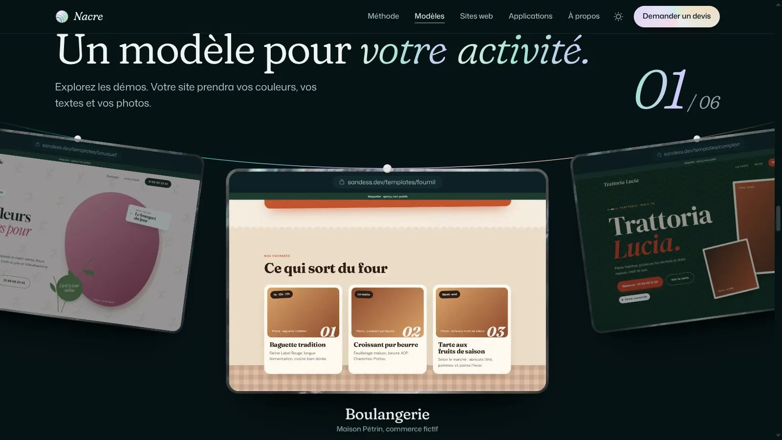 Les modèles en thème nacre noire